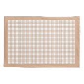 Tartan geruite rendier sneeuwman beige witte naam kussensloop (Achterkant)