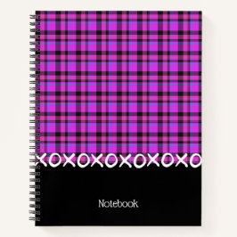 Tartan geruite roze-zwarte Notitieboek