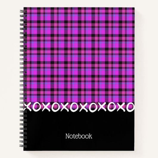 Tartan geruite roze-zwarte Notitieboek (Voorkant)