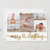 Tartan Gold Merry Christmas Script 5 Fotocollage Feestdagenkaart