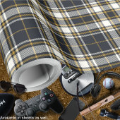 Tartan - Graphite Ivory en Mustard Gold Cadeaupapier