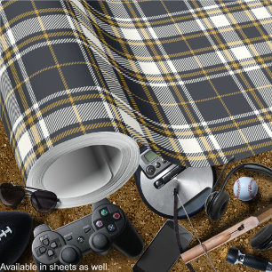 Tartan - Graphite Ivory en Mustard Gold Cadeaupapier