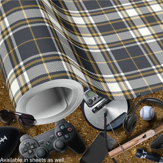 Tartan - Graphite Ivory en Mustard Gold Cadeaupapier
