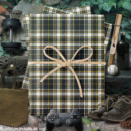Tartan - Graphite Ivory en Mustard Gold Inpakpapier Vel