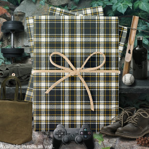 Tartan - Graphite Ivory en Mustard Gold Inpakpapier Vel