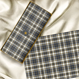 Tartan - Graphite Ivory en Mustard Gold Tissuepapier
