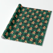 Tartan Green Black Gingerbread Sneeuwval Kerstmis Cadeaupapier (Uitgerold)