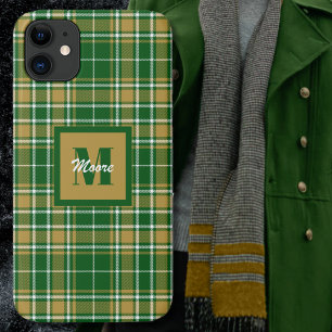 Tartan - Green Gold en Off White Phone Case