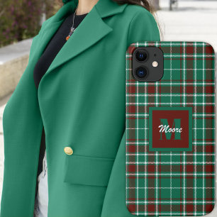 Tartan - Green Russet Red en Off White Phone Case