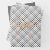 Tartan Grey White Pattern Elegant Inpakpapier Vel (In situ)