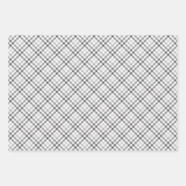 Tartan Grey White Pattern Elegant Inpakpapier Vel