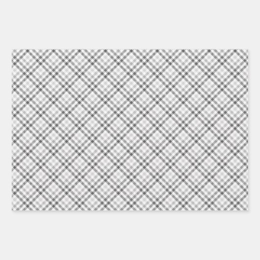 Tartan Grey White Pattern Elegant Inpakpapier Vel (Voorkant)