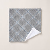 Tartan grijs blauw wit, met monogram bad handdoek (Wasdoekje)