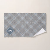 Tartan grijs blauw wit, met monogram bad handdoek (Handdoek)