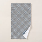 Tartan grijs blauw wit, monogram bad handdoek (Handdoek)