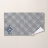 Tartan grijs blauw wit, monogram bad handdoek (Handdoek)