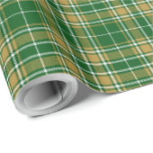 Tartan - groen-karamel goudwit cadeaupapier (Rol Hoek)