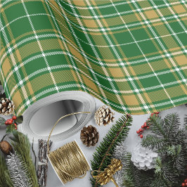 Tartan - groen-karamel goudwit cadeaupapier
