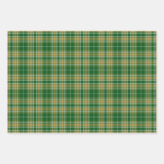 Tartan - groen-karamel goudwit inpakpapier vel (Voorkant 2)