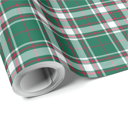 Tartan - Groen wit en rood Cadeaupapier (Rol Hoek)