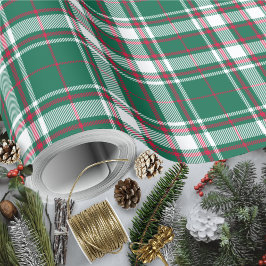 Tartan - Groen wit en rood Cadeaupapier