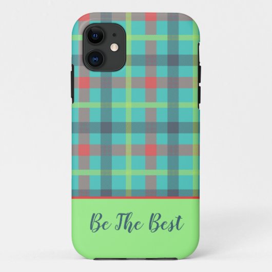 Tartan groene-gele iPhone Case (Achterkant)