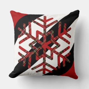 Tartan Grote Sneeuwvlok in Rood Wit en Zwart Kussen