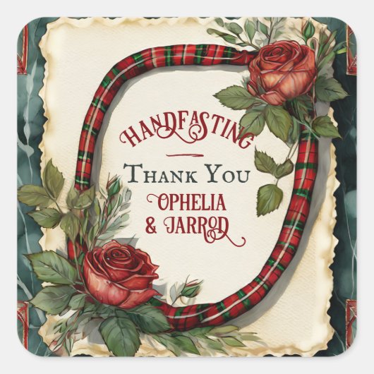 TARTAN HANDFASTING STICKERS VOOR FAVORIETE ENVELOP (Voorkant)