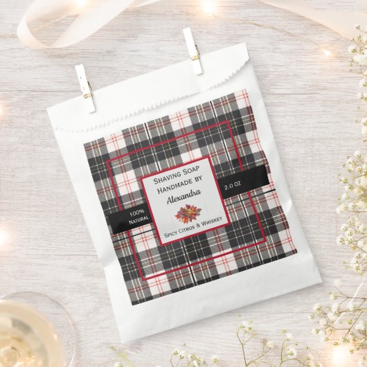 Tartan Handgemaakte Shave Zeep Product Label Bedankzakje (Geknipt)