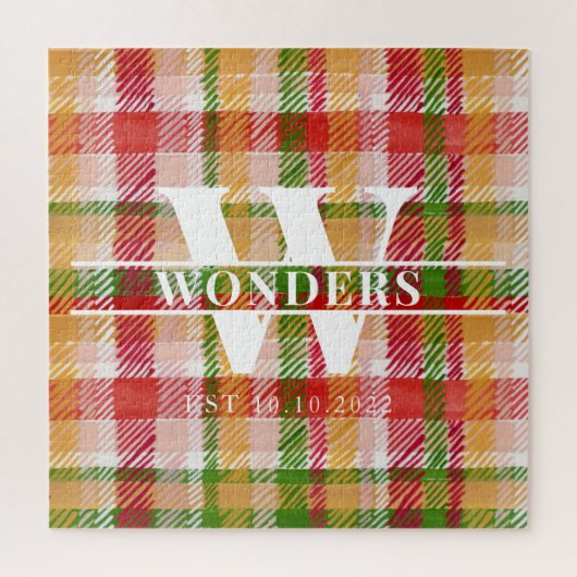 Tartan harde ruit aangepaste monogram legpuzzel (Verticaal)