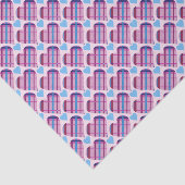 Tartan Harten Patroon Roze en Blauwe Valentijn Tissuepapier (Detail)