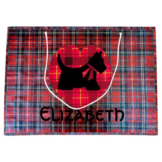 Tartan Heart Scotty Large Gift Bag Groot Cadeauzakje (Voorkant)