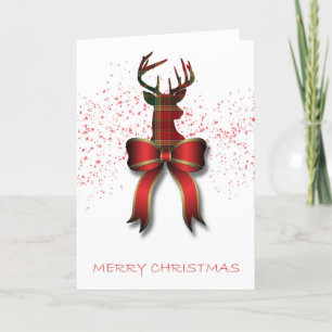 Tartan hert kerstkaart. feestdagen kaart
