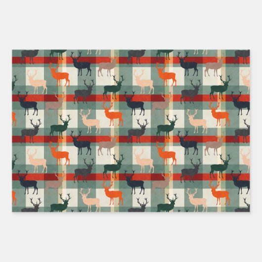 Tartan Hertengewei Hengstverjaardagsfeestje Inpakpapier Vel (Voorkant)