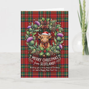 Tartan Highland Koe Kerstkaart Kaart