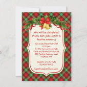 Tartan Holly Bells Kerstfeest Uitnodiging (Voorkant)