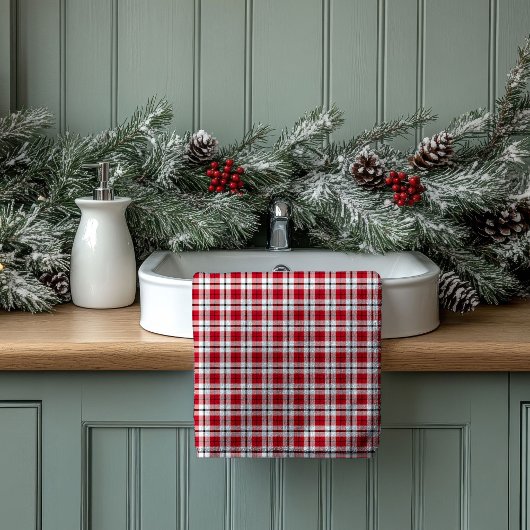 Tartan Home Towels Red Black Gift for Fresh Start Bad Handdoek