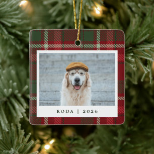 Tartan hond foto aandenken Kerstmis Keramisch Ornament