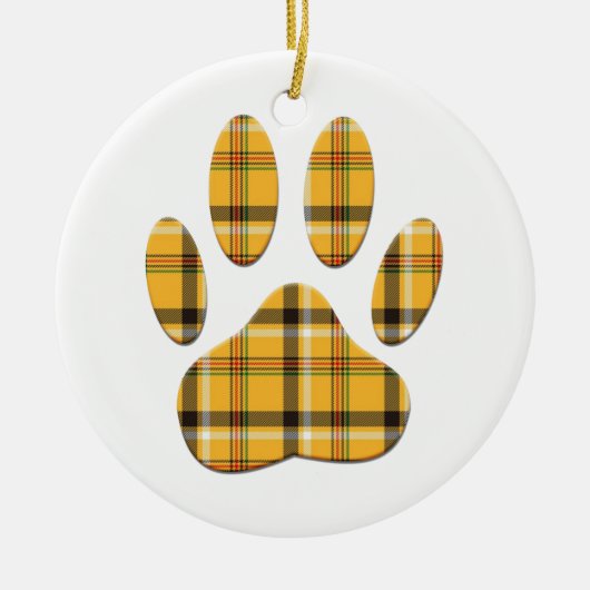Tartan Hond Pootafdruk Keramisch Ornament (Voorkant)