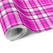 Tartan - Hot Roze-Wit-Zwart Cadeaupapier (Rol Hoek)