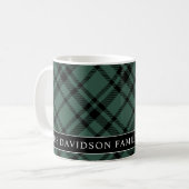 Tartan Hunter Green Pset Custom Family Monogram Koffiemok (Voorkant links)