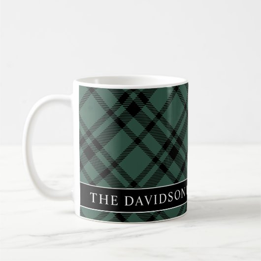 Tartan Hunter Green Pset Custom Family Monogram Koffiemok (Links)