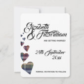 Tartan Huwelijk Bewaar De Datum Kaart (Achterkant)