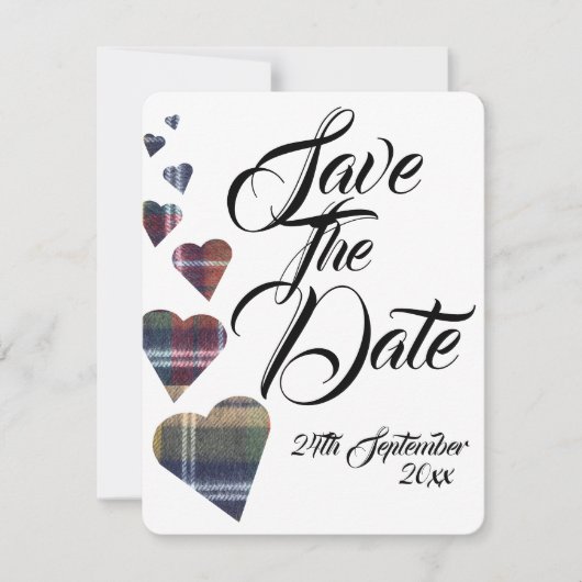 Tartan Huwelijk Bewaar De Datum Kaart (Voorkant)