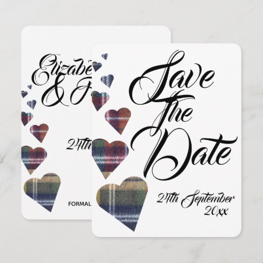 Tartan Huwelijk Save The Date Kaart (Voorkant / Achterkant)