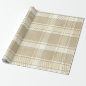 Tartan in beige, crème en Bleek geel Cadeaupapier (Uitgerold)
