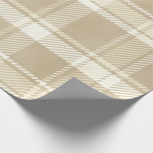 Tartan in beige, crème en Bleek geel Cadeaupapier (Hoek)