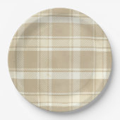 Tartan in beige, crème en Bleek geel Papieren Bordje (Voorkant)