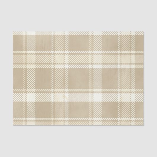 Tartan in beige, crème en Bleek geel Tissuepapier (Voorkant)