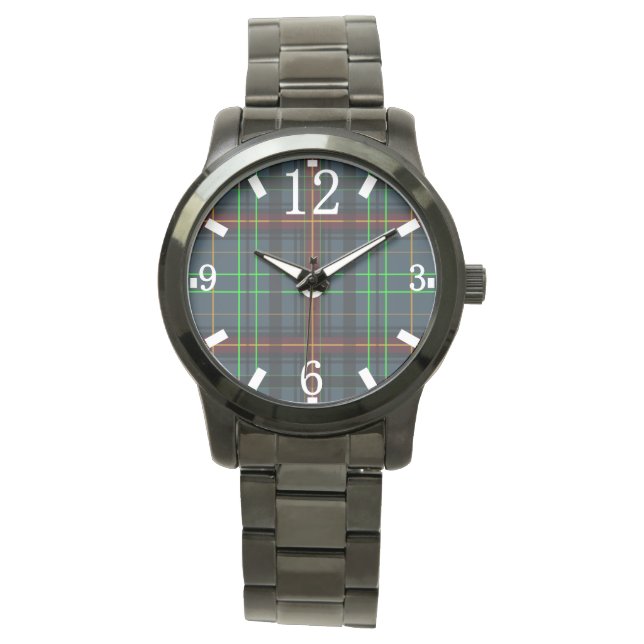 Tartan in blauw, oranje, groen... horloge (Voorkant)